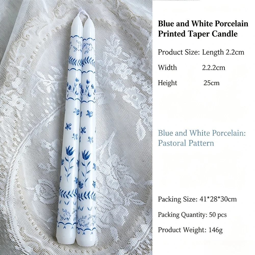 Porcelain Bloom Taper Candle Set
