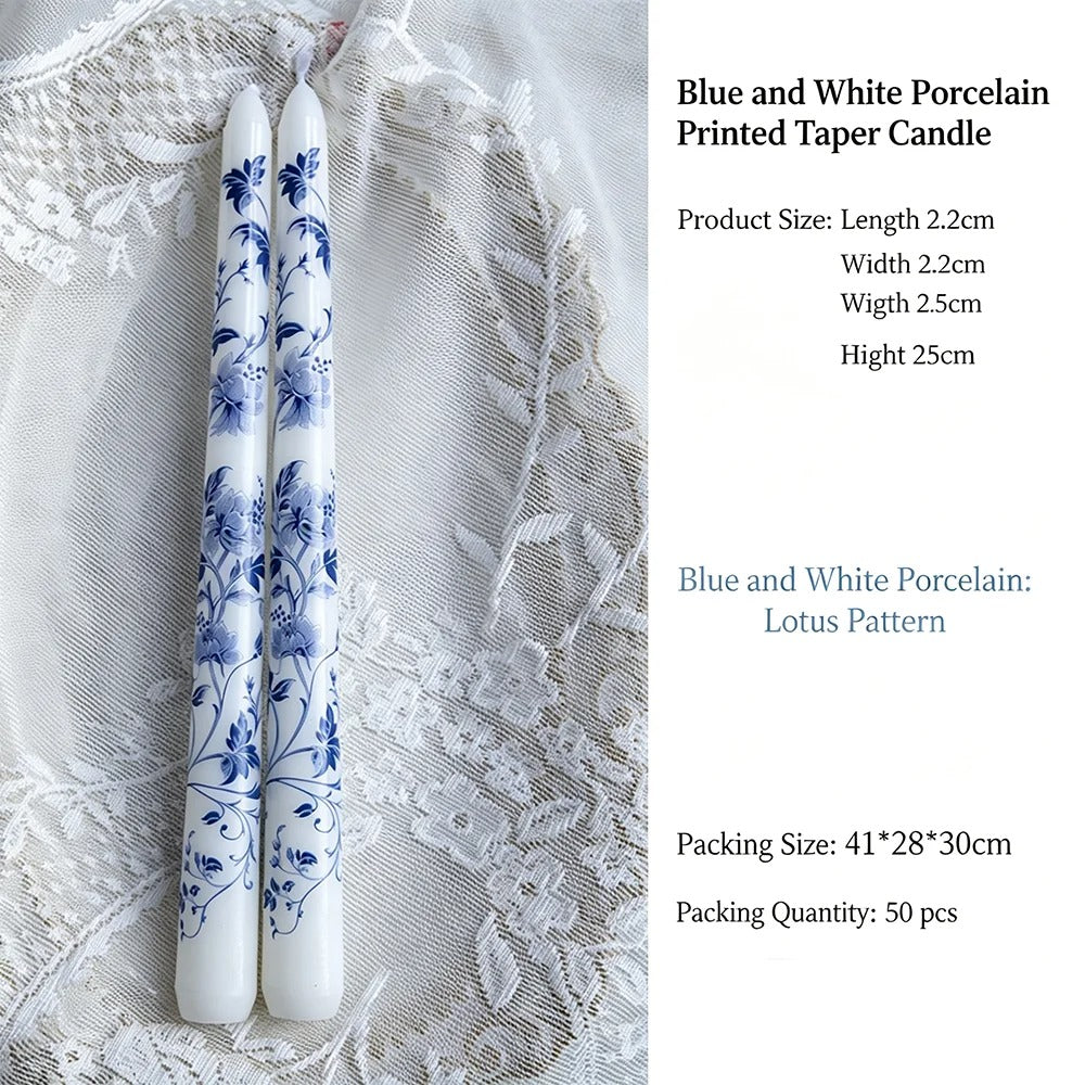 Porcelain Bloom Taper Candle Set