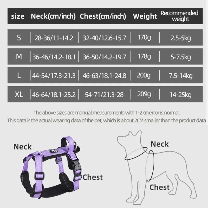 Dog Harness Reflective Easy Control Dog Vest Adjustable for Small Medium Dogs