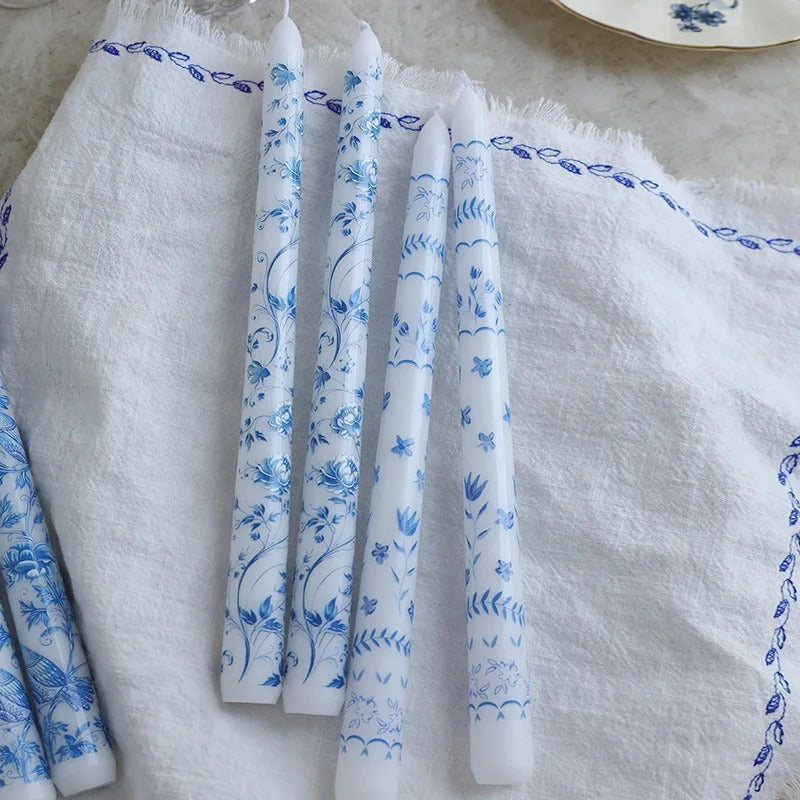 Porcelain Bloom Taper Candle Set
