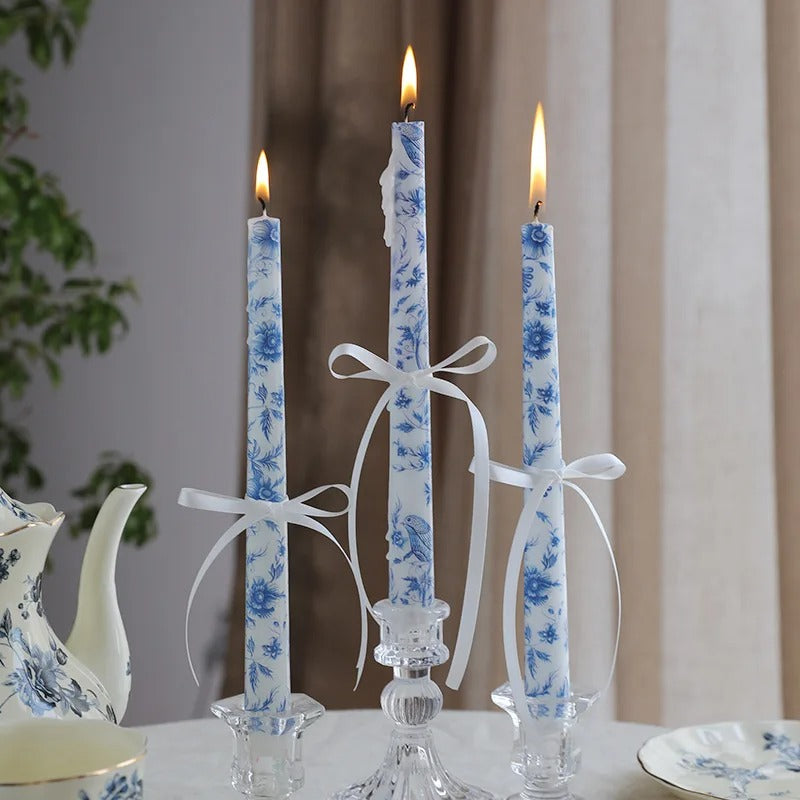 Porcelain Bloom Taper Candle Set