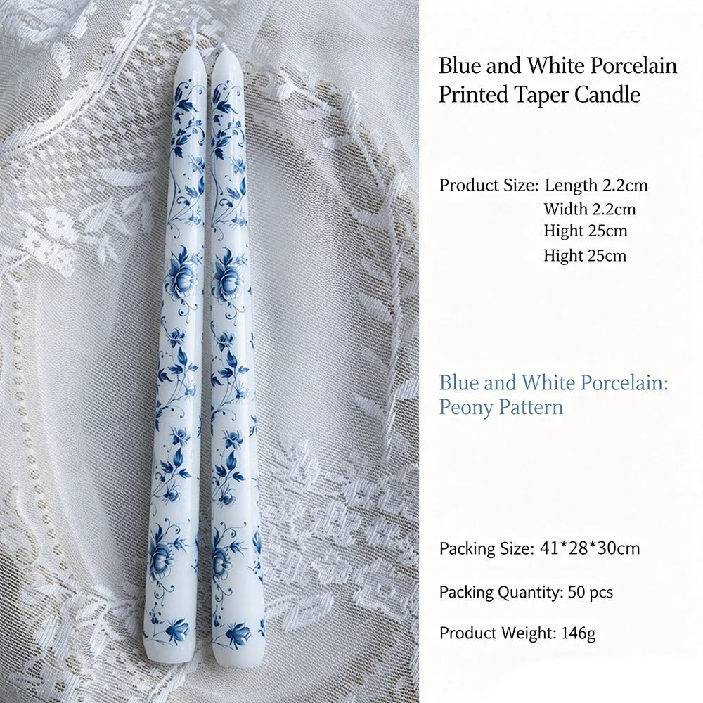 Porcelain Bloom Taper Candle Set