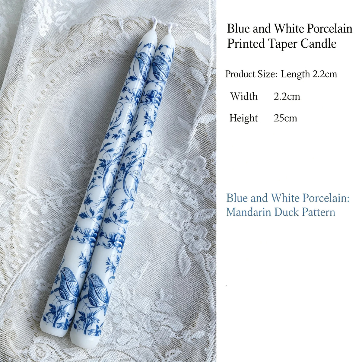 Porcelain Bloom Taper Candle Set
